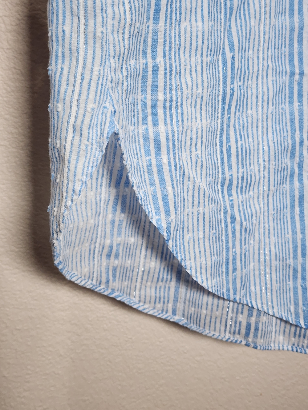 Oversized Button Up Zara Light Blue and White Striped Button Down Shirt - Picture 9 of 11